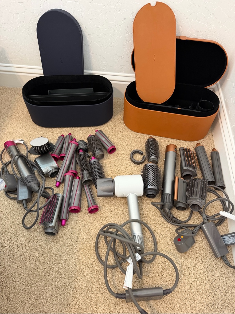 Large Dyson Set: 2 Dyson Airwraps & 1 Dyson Blowdryer & All Attachments Pictured
